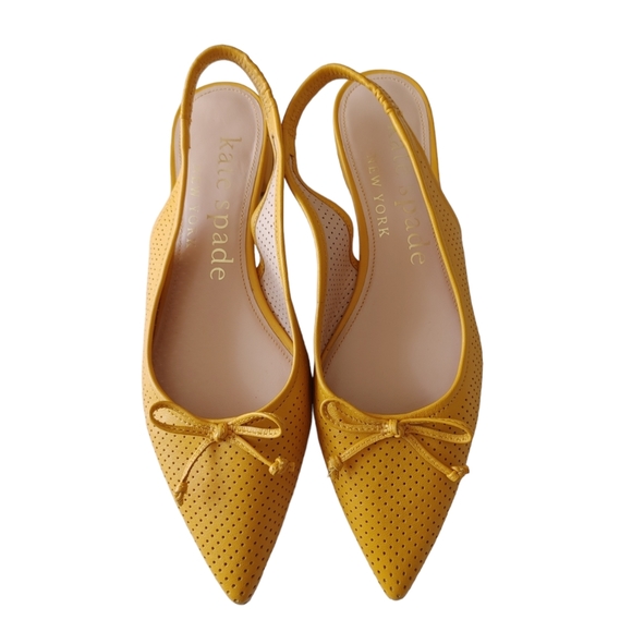 Kate Spade Yellow Sling Back Leather Flats - Picture 3 of 16